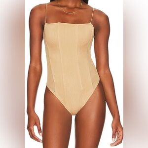 Good American Mesh Corset Bodysuit Size 2 Tan Nude